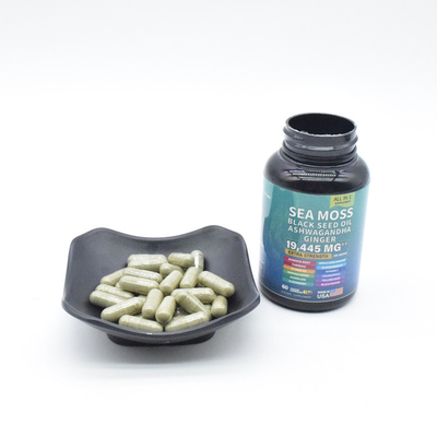 OEM ODM Biologische zee-moos en zwarte zaad olie capsules voor volwassenen zee-moos extract voor het immuunsysteem supplementen