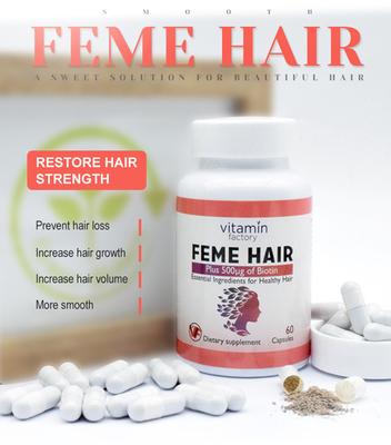 OEM ODM Feme de Capsules van de Haarvitamine HACCP 60 per Fles voor de Haargroei