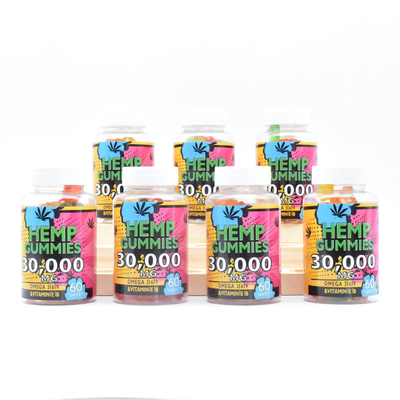GMP Rang van het de Pijnvoedsel van de Hennepcbd Kleverige 25mg Versie 60 Gummies per Fles